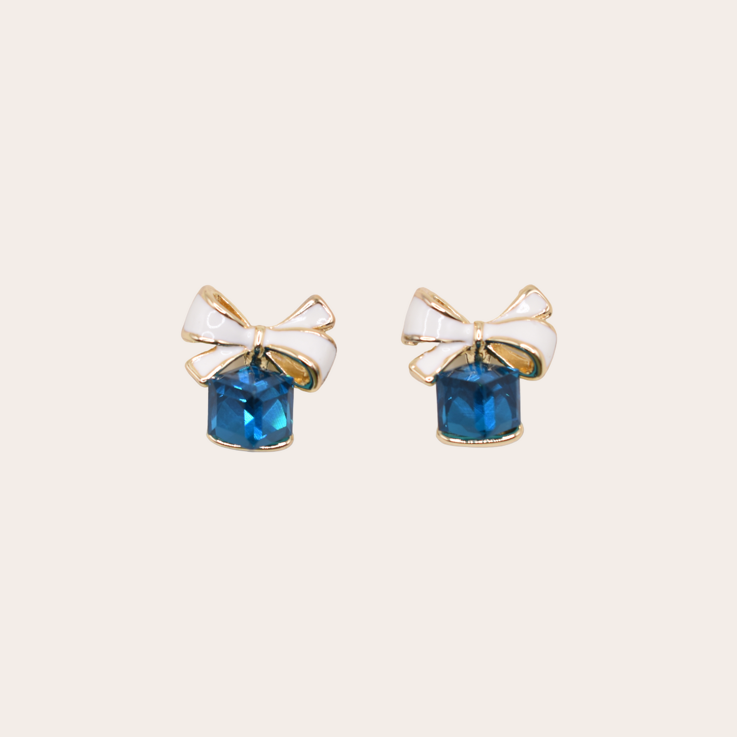 Blue Zircon Bow Stud Earrings E1-14