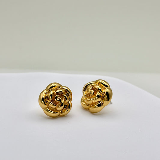 14K gold plated magnolia stud earring
