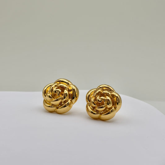 14K gold plated magnolia stud earring